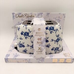 DwellStudio 2 Slice Toaster Blue Floral Toile 825W Extra Wide Slot New